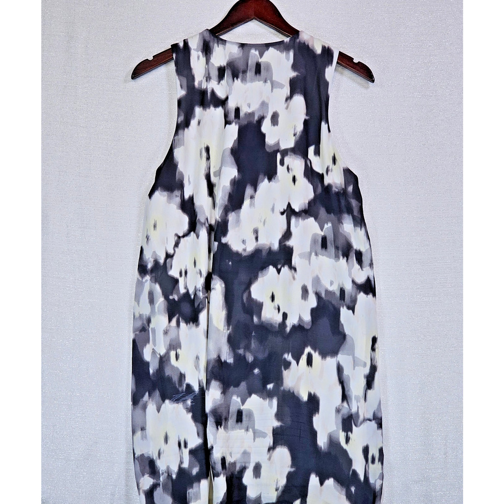H&M Dress Abstract Black, White, Yellow Floral Sleeveless Medium - Picture 3 of 4